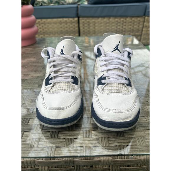 Air Jordan 4 Retro Nike - White/Navy - Youth Size 1.5Y - Picture 6 of 8